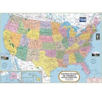 Mappa USA - Mappa Stati Uniti d'America, poster da parete - 70 x 100 cm laminato
