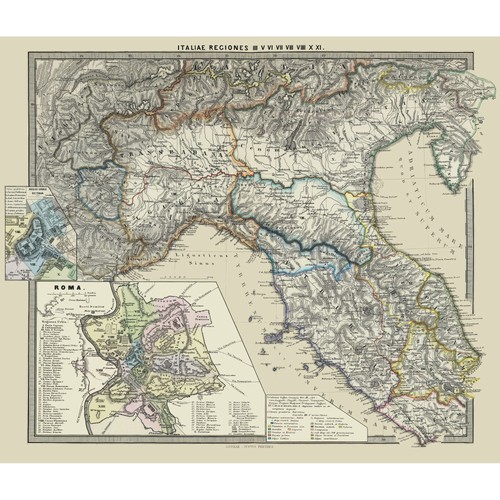 Mappa storica italia - -, regioni