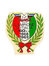 decalcomania adesivo decal MALANCA CAMPIONE D'ITALIA 1968 1969 moto d'epoca