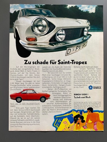 Pubblicità simca 1200 sport - pubblicità,