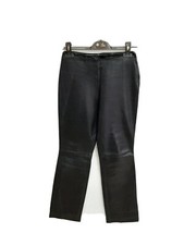 Pantalone jeans zampa bootcut donna woman tg 38 xs nero pelle real leather pants