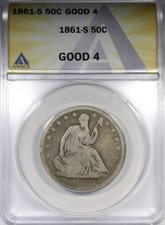 1861-S Seated Half Dollar