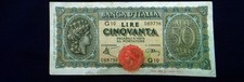 1944 ITALIA Luogotenenza seconda guerra mondiale banconota 50 lire VF ITALIA TURRITA