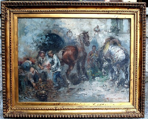 Antico grande quadro olio tela - grande,