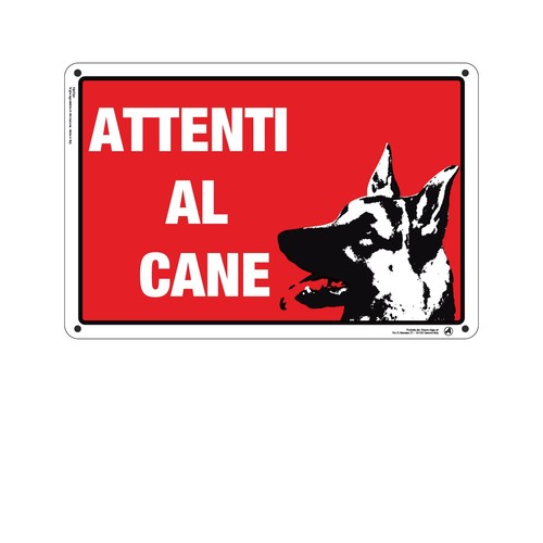 Cartello alluminio attenti - in,