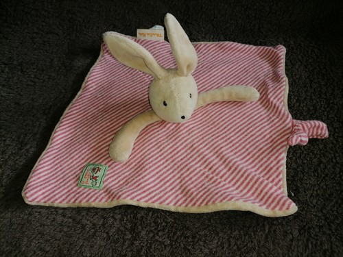 Doudou plat lapin beige - lapin, rayé