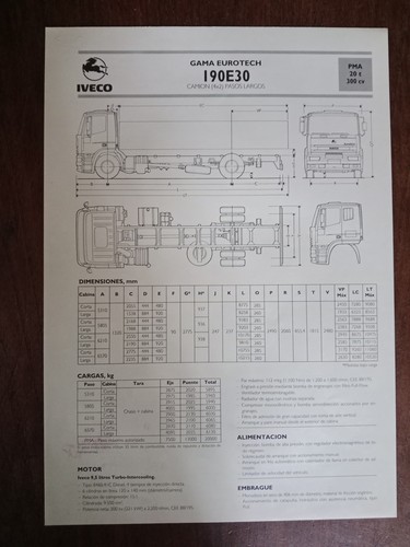 Ficha técnica camion - , iveco