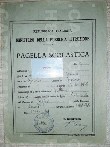 H8640 pagella scuola 1947 - h8640,