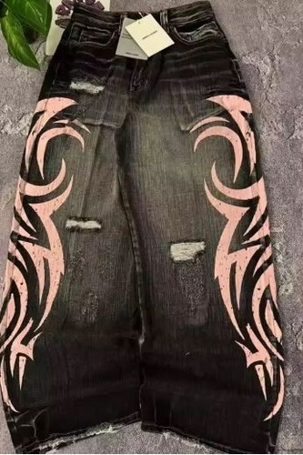 Jeans denim nero larghi - , y2k