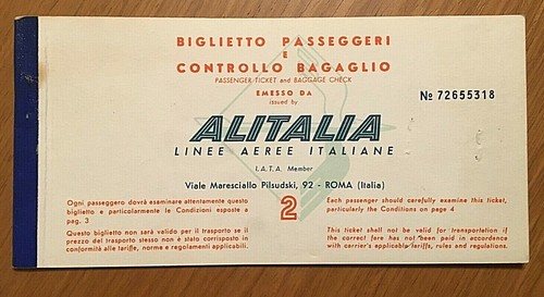 Alitalia biglietto vintage - alitalia,