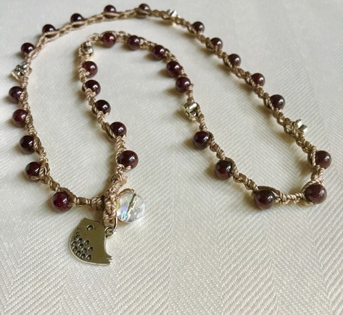 Collana all uncinetto granato - collana, all'uncinetto