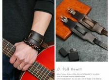 BRACCIALE IN CUOIO CON FIBBIA IN ACCIAIO POLSIERA IN PELLE REGOLABILE PUNK ROCK