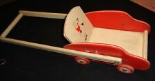 CARROZZINA ROSSA IN LEGNO DA BAMBOLA TOY DOLL GIOCATTOLO PASSEGGINO VINTAGE
