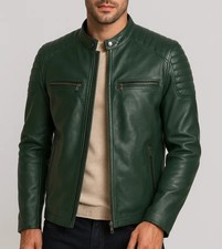 Giacca uomo pelle verde pura