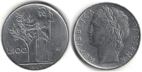 Italia 100 lire - ,, 1965
