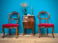 DUE SEDIE NOCE MASSICCIO LUIGI FILIPPO VELLUTO ROSSO SCOLPITE CARTIGLIO SOGGIORN