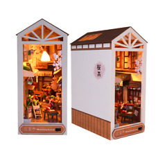 Kit angolo libro fai da te puzzle in legno 3D Giappone Sakura casa delle bambole miniature luce LED