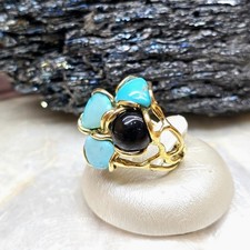 Anello Turchese e Onice Nero