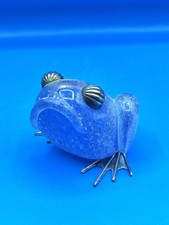 Rana Ranocchio Soprammobile Oggetto Vintage In Vetro Satinato Venezia E Argento 