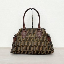 Borsa media Fendi Zucca tela pelle etnico marrone GIAPPONE