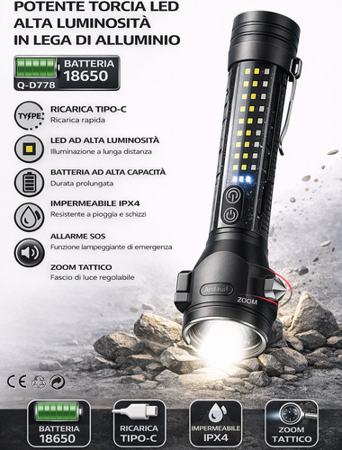 Torcia led ricaricabile - led,