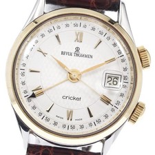 Orologio Uomo Revue Thommen Cricket SS Pelle Quadrante Argento Carica Manuale Data Ala