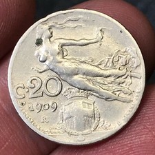 REGNO D'ITALIA VITTORIO EMANUELE III 20 CENTESIMI 1909 DONNA LIBRATA 