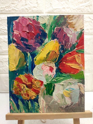 Original oil painting tulips - original,