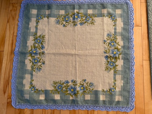 Topper tavolo vintage lino - , blu
