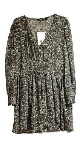 Zara robe voile noir - , pois