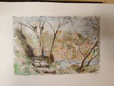 Michele Cascella "Passeggiata su Portofino" Incisione a ceramolle acquar. a mano