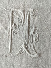 Antico Lenzuolo in Canapa/ Misto Canapa Matrimoniale con iniziali F L