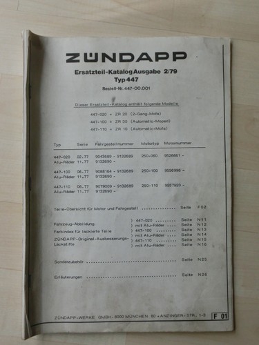 Catalogo ricambi zündapp tipo - ricambi,
