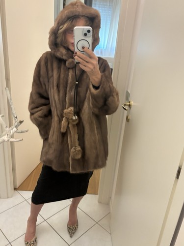 Visone saga mink con cappuccio - mink,