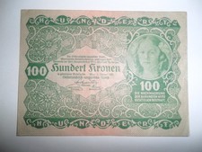 BANCONOTA 100 KRONEN AUSTRO-UNGARICHE 1922 SPL