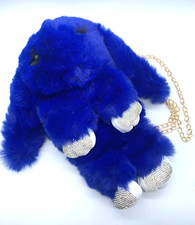 borsa messenger coniglietto blu pelliccia di coniglio finta catena dorata piccole necessità