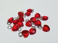 10pz ciondoli cuore in vetro cristallo 14x10mm colore rosso bijoux