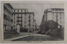 NAPOLI 1916 VIA DEI MILLE - BINARI DEL TRAM - RARA CARTOLINA VIAGGIATA