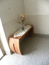 Tavolo legno artigianale tipo console impiallacciato in noce bianco design unico