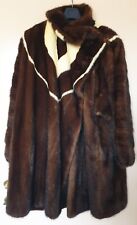 Cappotto Pelliccia in Visone artigianale marrone e bianca L   IT 44  EU 40