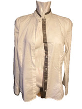 camicia donna in cotone collo alla coreana taglia m