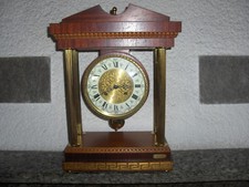 OROLOGIO LEGNO A PENDOLO DA TAVOLO CAMINO VINTAGE CON SUONERIA - DA REVISIONARE