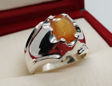 Anello uomo argento sterling 925 vero zaffiro giallo di Ceylon 5 carati zaffiro naturale
