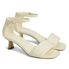 Vince Women's Pepa Ankle Strap Mid Heel Sandals Marble Cream Size 9.5 MSRP $295