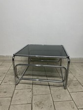 Tavolino Salotto Anni 70 Coffe Table In Acciaio Cromato Vetro Fumè Space Age