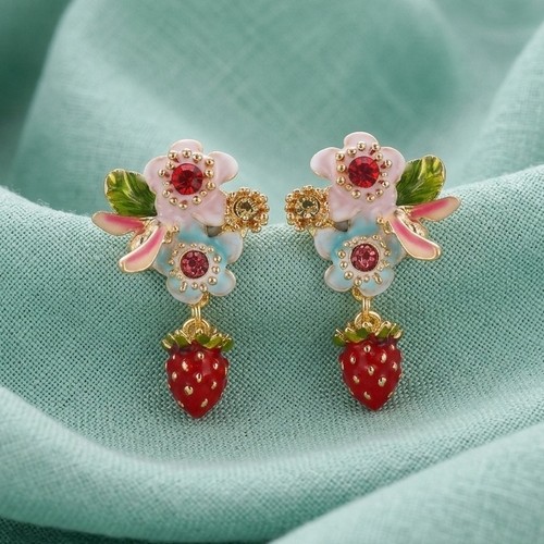 Orecchini fiore fragola stile - orecchini,