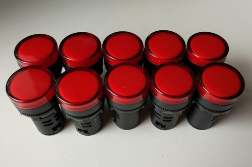 10pcs 220v 16mm rosso - rosso, led