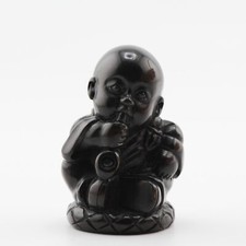 Vecchia statuina in legno Netsuke 19/20°C Giapponese Giapponese periodo Meiji