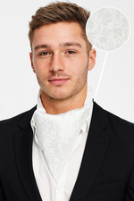 Bianco Floreale Raso di Seta Uomo Foulard Matrimonio Ascot Sciarpa Regalo 711 UK