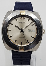 Raro orologio Croton Swiss Vacuum acciaio e 18k accenti YG automatico sigillato sottovuoto